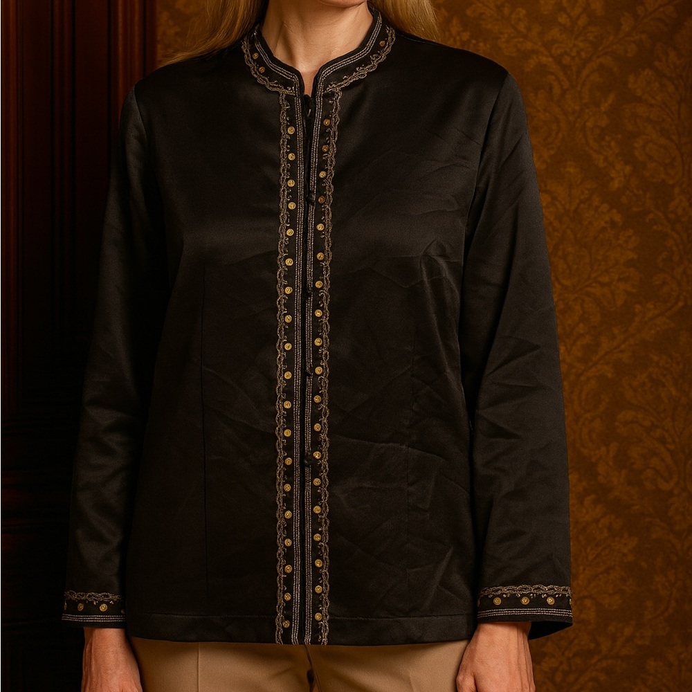 Judith Hart Collection Black‎ Embroidered Jacket Top fairy elegant sequin